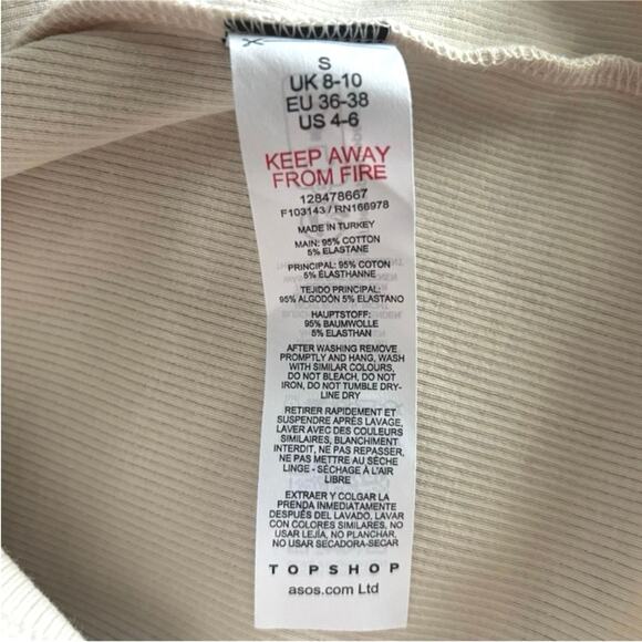 Topshop Ribbed Knit Halter Top Open Back Cream Tank Small NWT - Picture 7 of 7